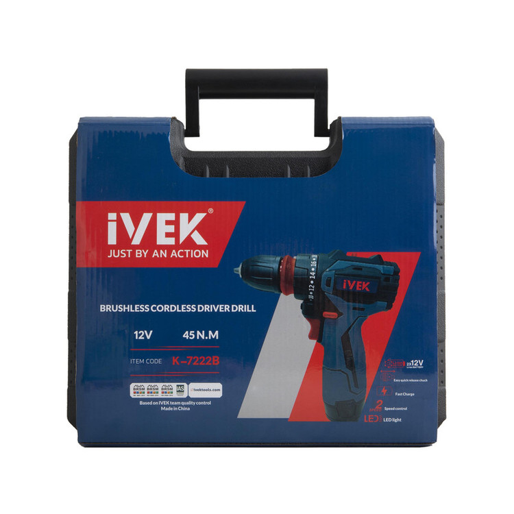 دریل شارژی 12 ولت براشلس ایوک مدل K-7222B