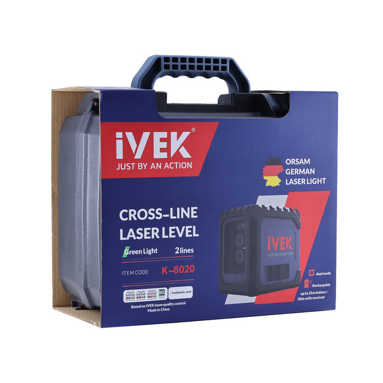 کیت تراز لیزری دوخط نور سبز ایوک مدل K-8020