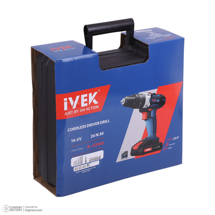 دریل پیچگوشتی شارژی لیتیوم ۱۴.۴ ولت ایوک مدل K-7214v